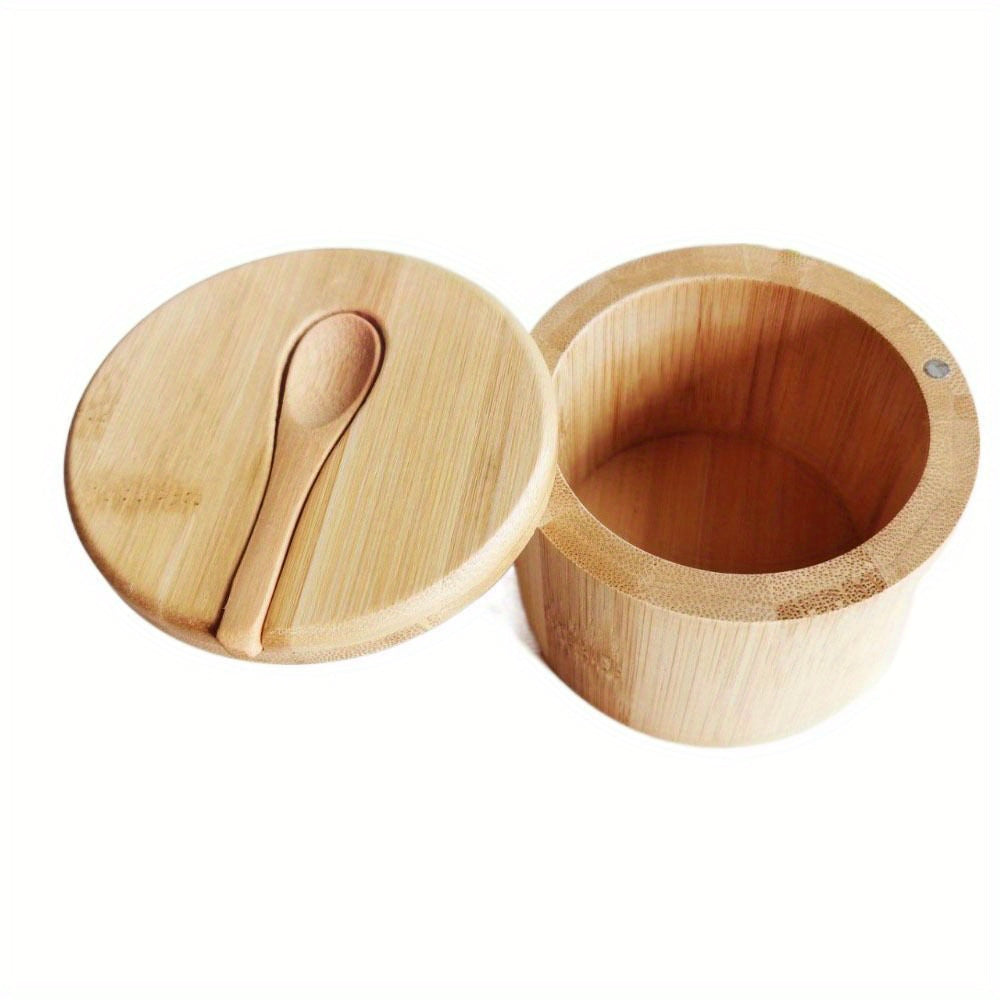 RusticJar | Houten Zoutdoos, Opbergpotje met Deksel, Keuken Kruidencontainer, Houten Zoutkelder voor Keukenopslag