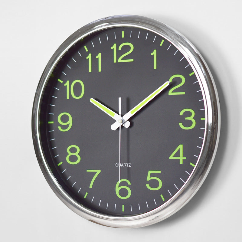 NoctiClock | Gloeit in het donker ronde wandklok, stil quartz, moderne woondecoratie, 30 cm