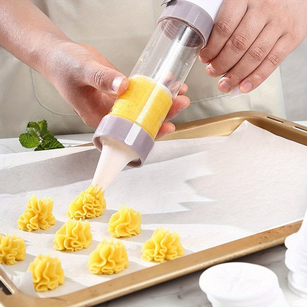 SweetSculpt | Taartdecoreerpistool-set - 20-delig met roestvrijstalen spuitmondjes, veelzijdig bakgereedschap voor koekjes, gebak en glazuur