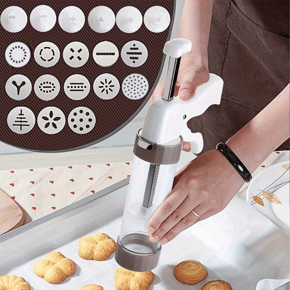 SweetSculpt | Taartdecoreerpistool-set - 20-delig met roestvrijstalen spuitmondjes, veelzijdig bakgereedschap voor koekjes, gebak en glazuur