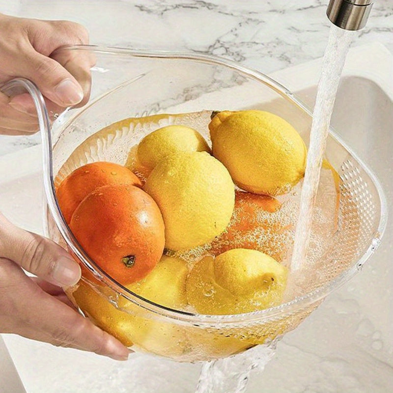 BowlFlow | Multifunctionele rijstwaskom met waterafvoerkorf, vierhoekige gaten voor fruit en groenten