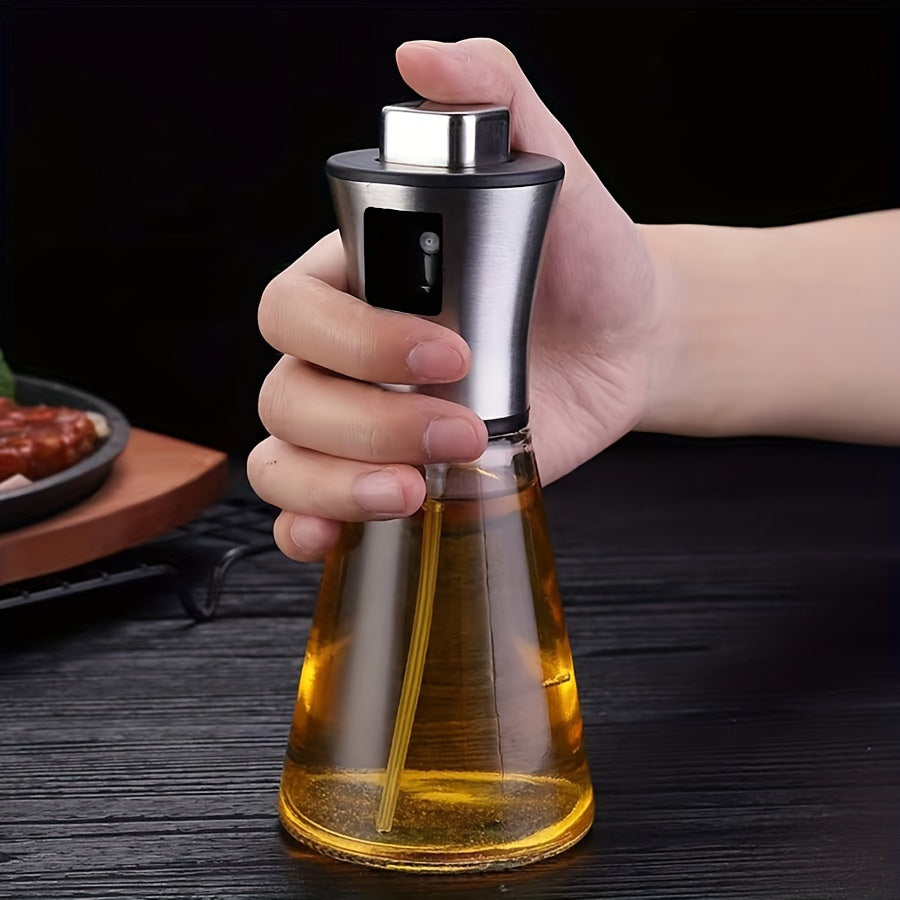 OilMist | Grote capaciteit glazen en 304 roestvrijstalen oliespuitfles – onder druk, BPA-vrij