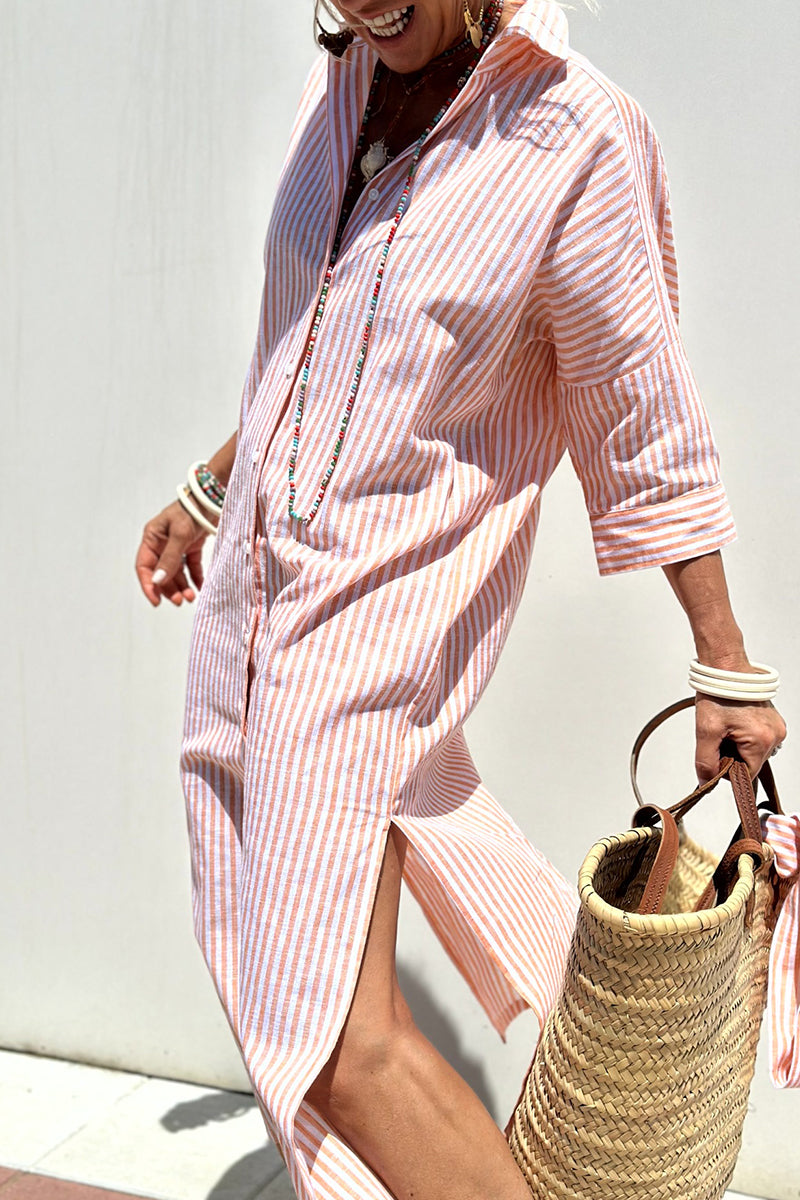 Tyra | Geruite overhemdjurk voor dames – casual midi-tuniek met knoopsluiting