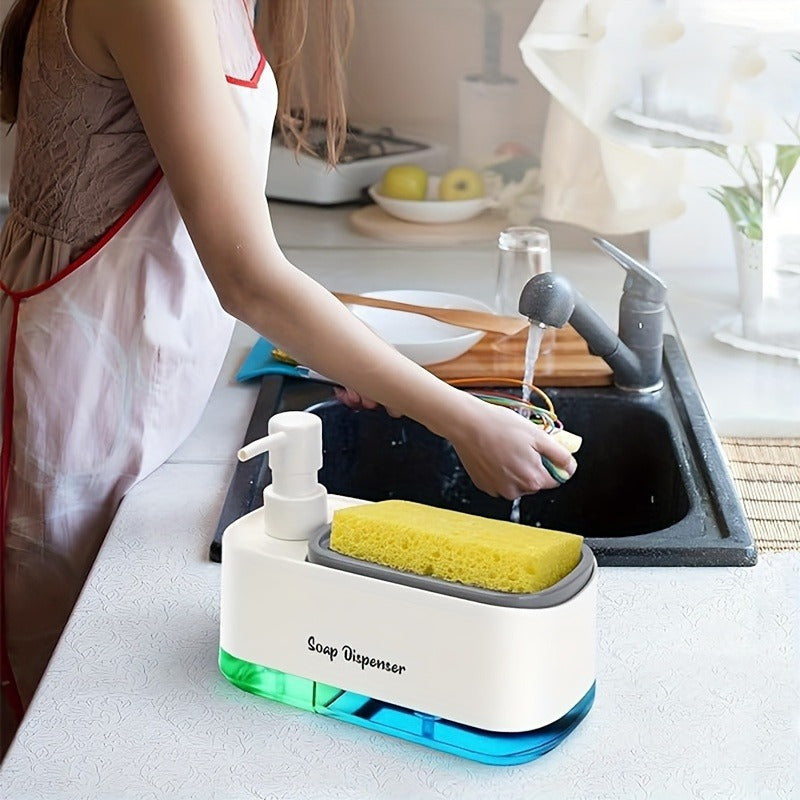 LatherLink | 2-in-1 dispenser voor vloeibare zeep met sponshouder
