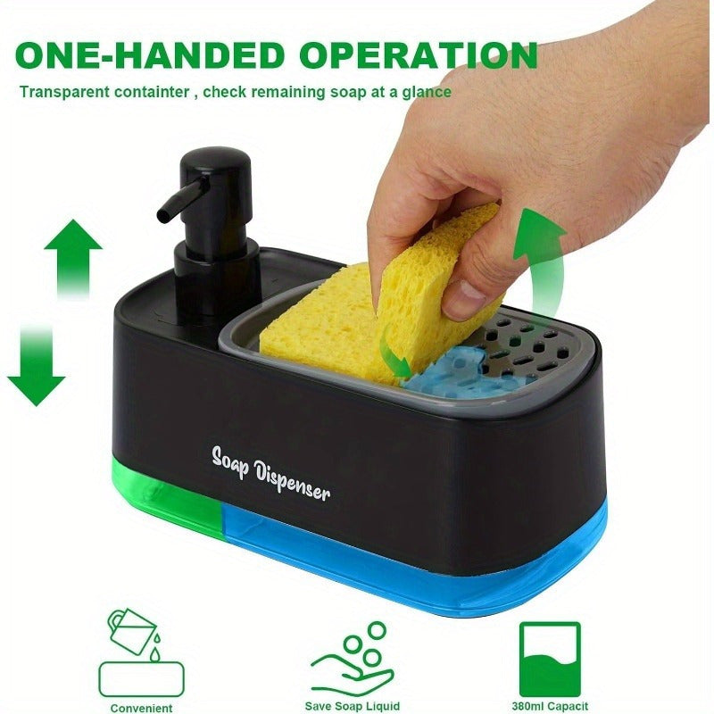 LatherLink | 2-in-1 dispenser voor vloeibare zeep met sponshouder