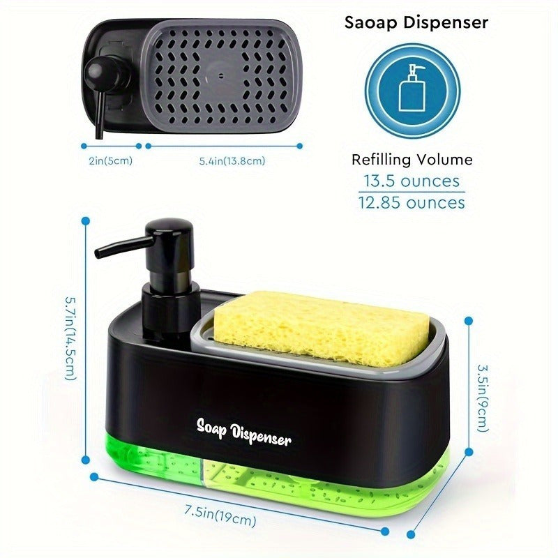 LatherLink | 2-in-1 dispenser voor vloeibare zeep met sponshouder