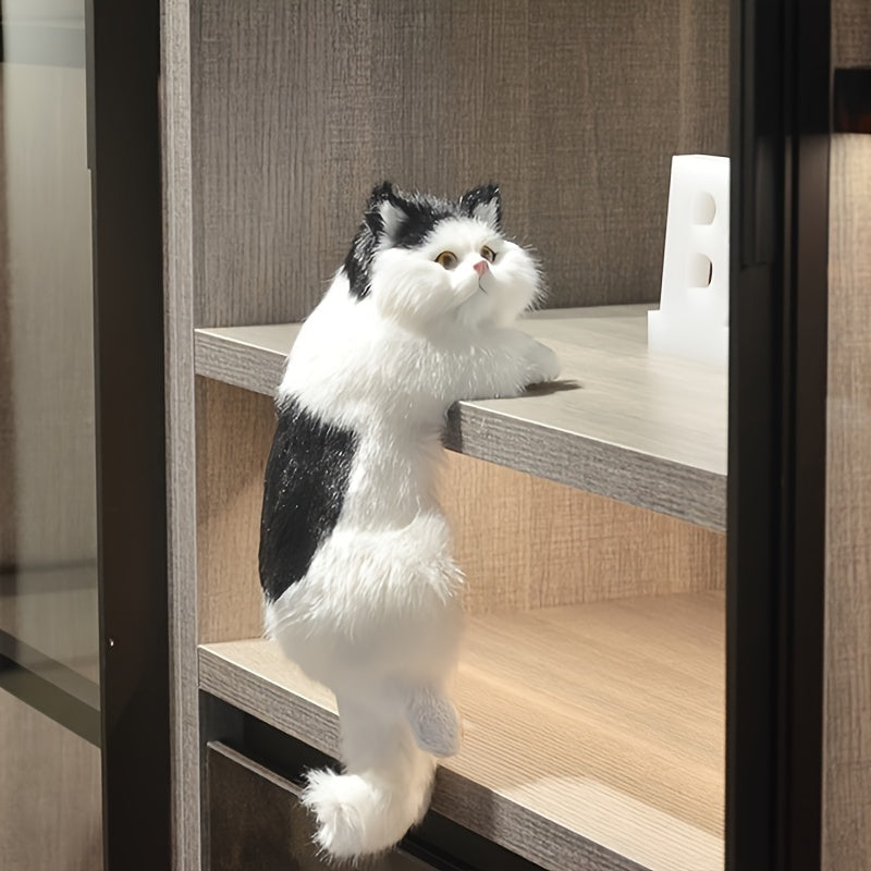 FelineFable | Realistisch pluche kattenspeeltje van hars – decoratie voor binnen en buiten, hangend kattenbeeldje