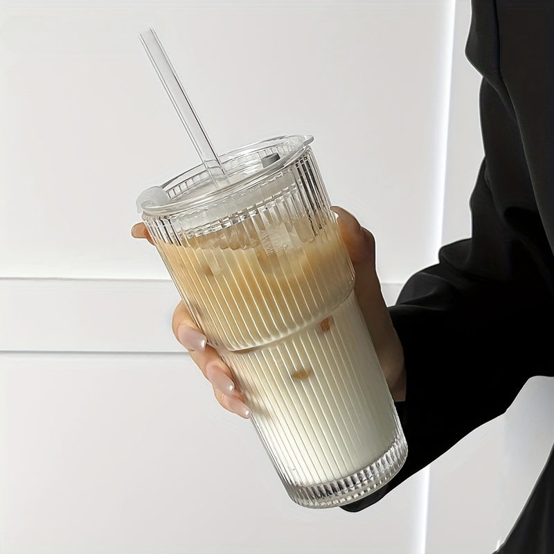 ClearSip | Geïsoleerde glazen koffiemok met deksel en rietje, 600ML herbruikbare multifunctionele glazen beker
