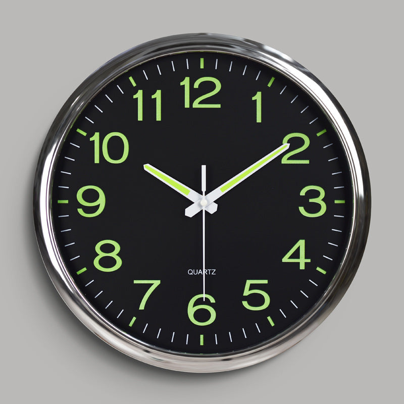 NoctiClock | Gloeit in het donker ronde wandklok, stil quartz, moderne woondecoratie, 30 cm