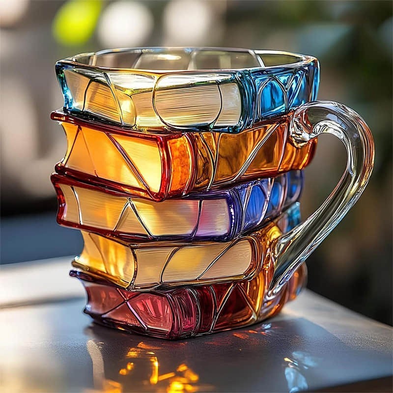 NovelMug | 3D handgemaakte geschilderde boekenmok - unieke literaire koffiekop, cadeau voor boekenliefhebbers