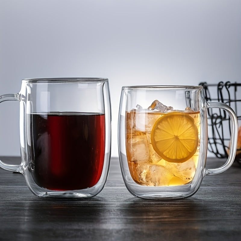 Glassio | Borosilicaat dubbellaagse glazen mokken – hittebestendige bekers met grote inhoud en handvatten