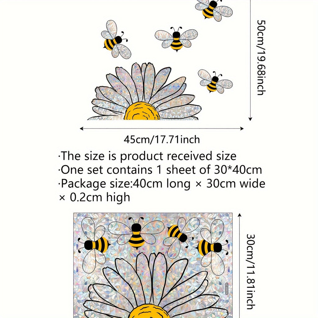 FloraBee | Bijen Bloemen Raamsticker – Statische Glasfolie, Herbruikbaar