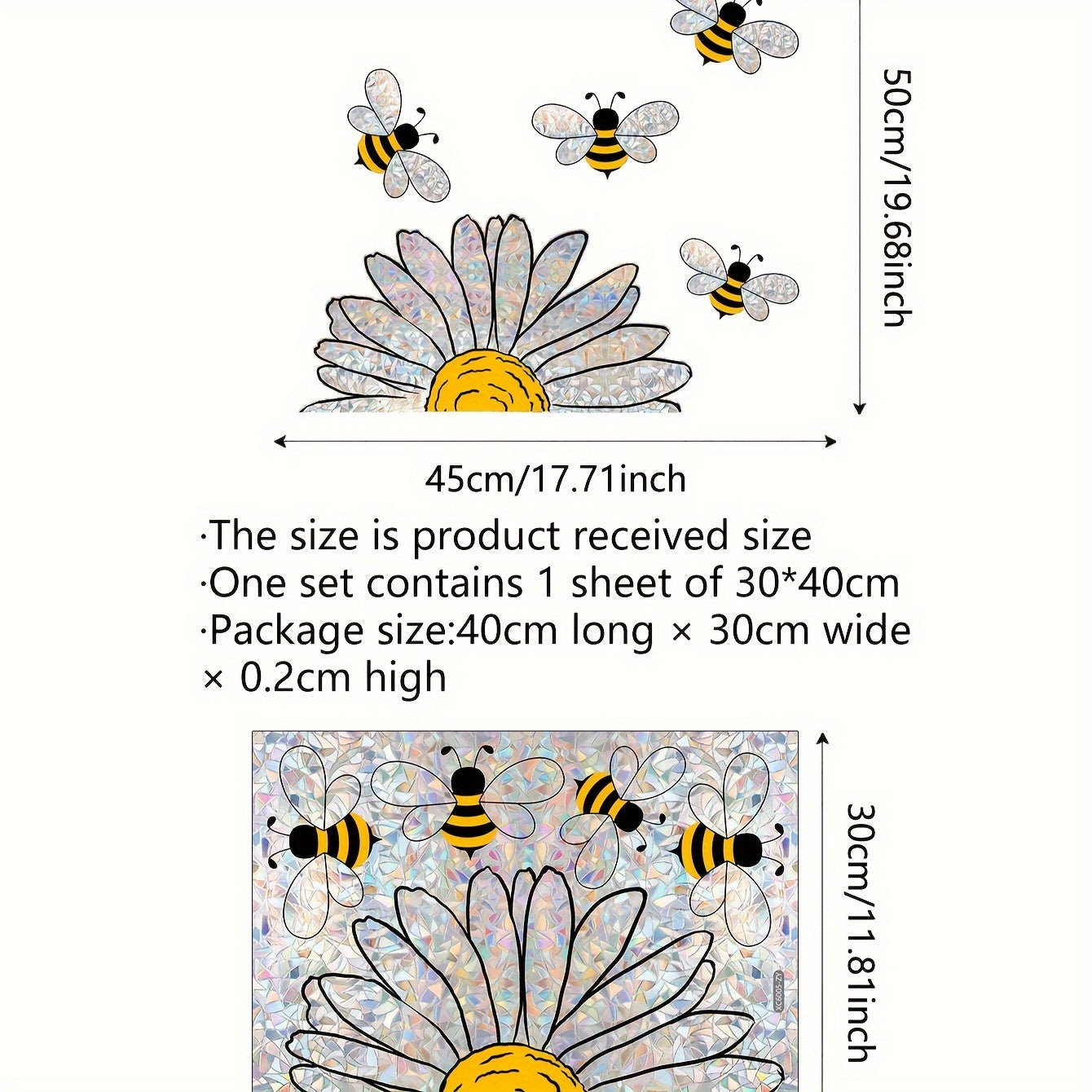 FloraBee | Bijen Bloemen Raamsticker – Statische Glasfolie, Herbruikbaar