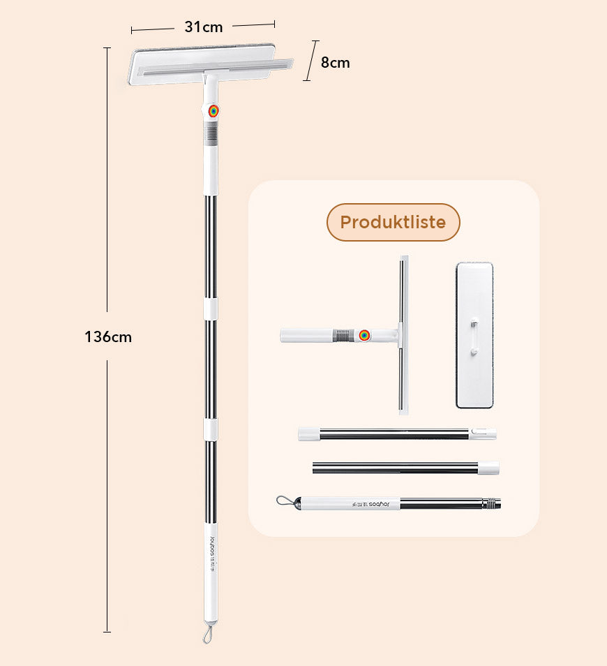 WindoWiz | Dubbelzijdige ruitenwisser – 2-in-1 glasreiniger, streeploze raamwisser met microvezelpads