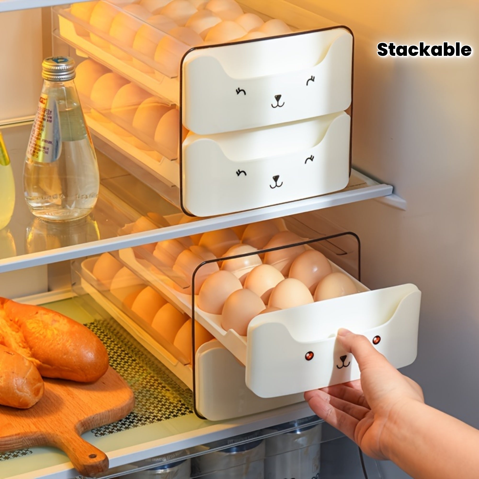 EggVault | Stapelbare eierhouderlade – Transparante keukenorganizer