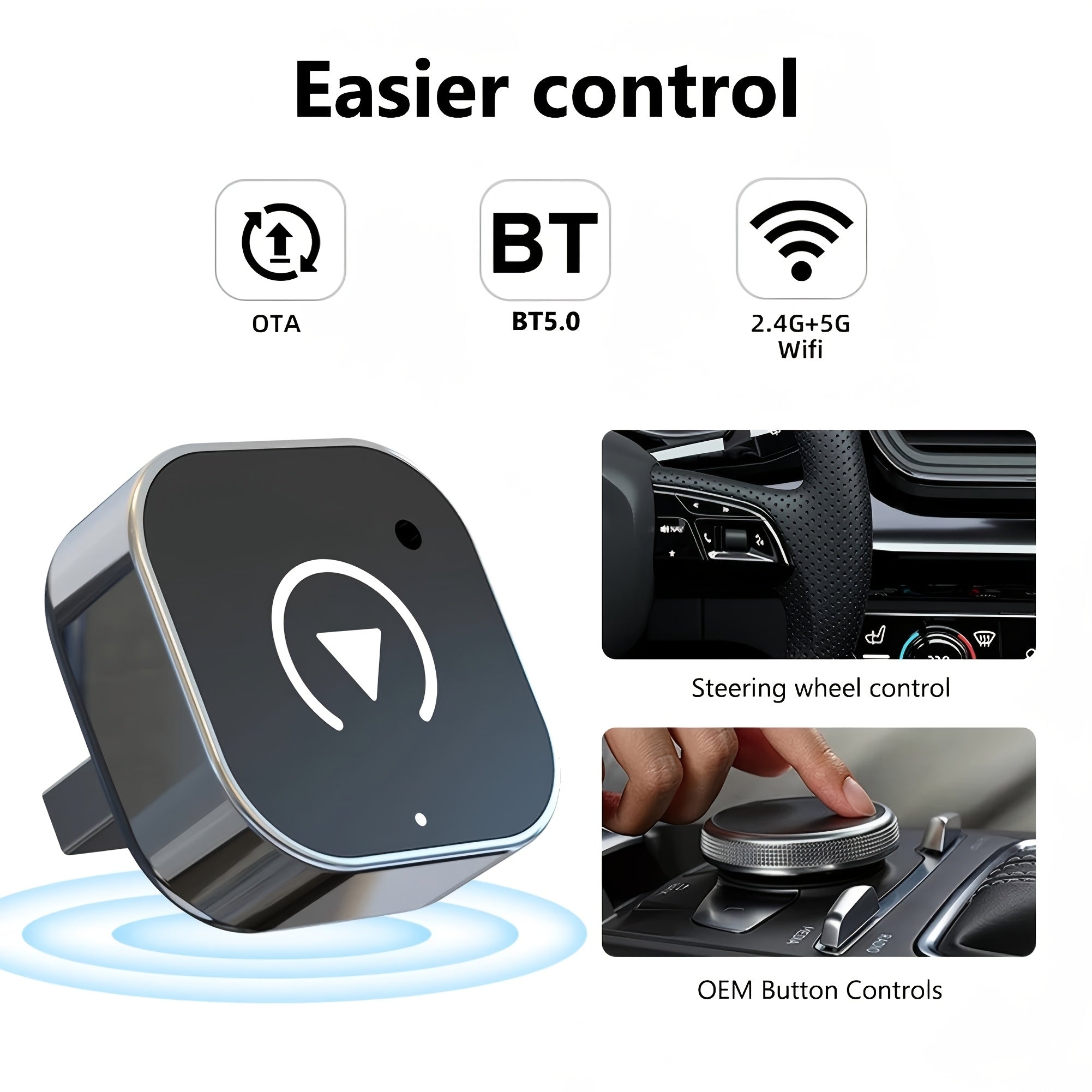 AutoCast | 2-in-1 draadloze CarPlay- en Android Auto-adapter – Plug & Play
