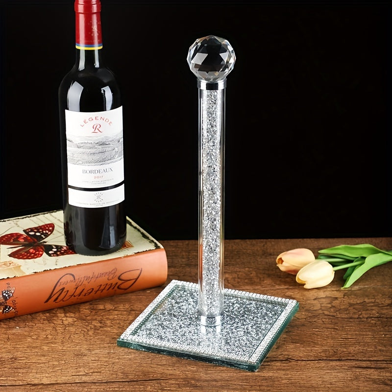 CrystalGrip | Sprankelende kristallen keukenrolhouder – Elegante papieren handdoekhouder voor aanrechtbladen