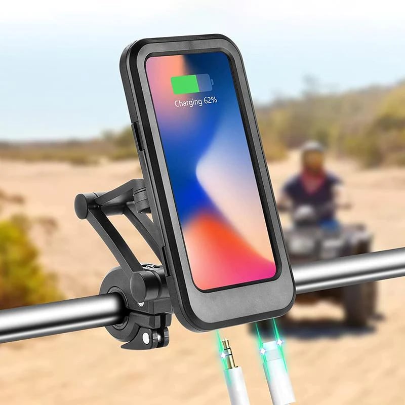 RideCharge | 15W waterdichte fiets-powerbankhouder voor stuur, snel opladen, schokbestendig en compatibel