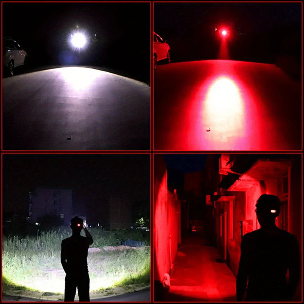 HeadLume | USB-oplaadbare LED-hoofdlamp – wit, rood en groen licht, instelbare helderheid