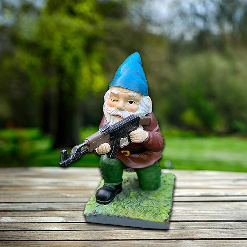 CombatGnome | Militaire tuinkabouter met camouflage-uniform - Uniek Buitendecor