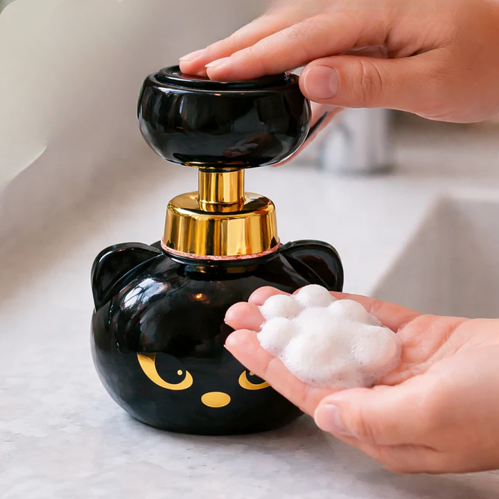 PawSuds | Kattenpoot Zeepdispenser – Navulbare Schuimende Handzeep, Schattig Kattenontwerp