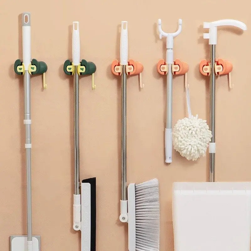 MopDock | Zelfklevende Mop & Bezem Houder - No-Drill Muurbevestiging Organisator