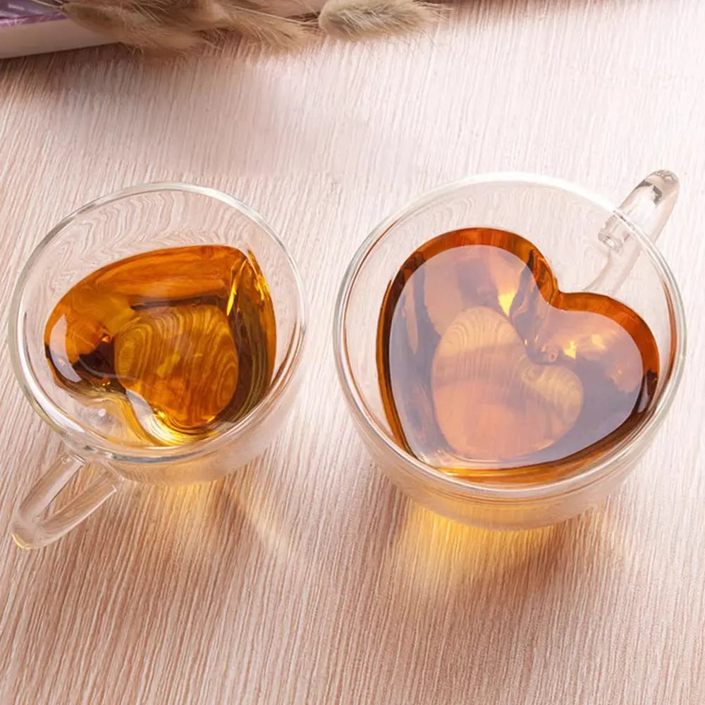 Heartelle | Hartvormig theeglas - dubbelwandig geïsoleerd borosilicaatglas, hittebestendig