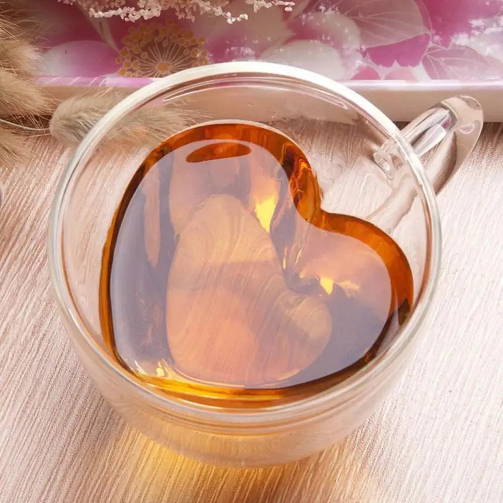 Heartelle | Hartvormig theeglas - dubbelwandig geïsoleerd borosilicaatglas, hittebestendig