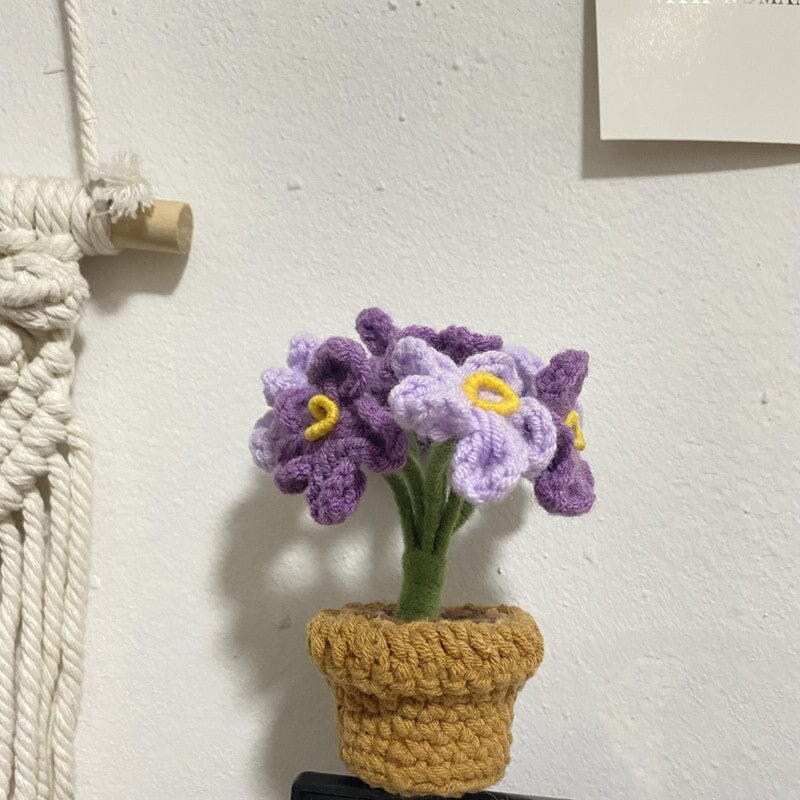 BloomKnot | Handgemaakte gehaakte bloem in pot – Decoratieve gebreide bloem, decoratie voor thuis