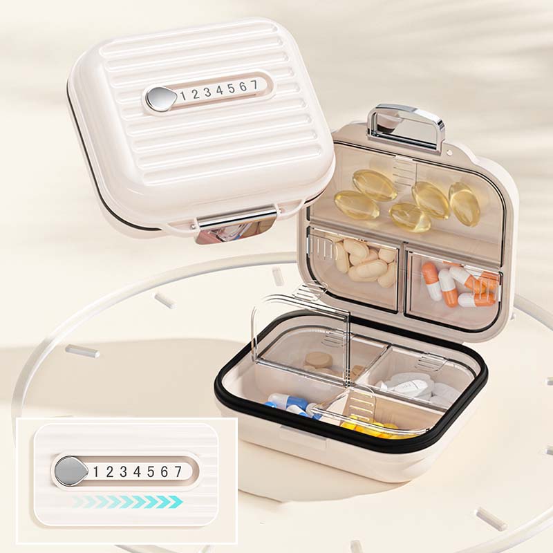 MediPod | Mini draagbare pillendoos - Waterdichte Reis Pillen Organisator, Compact Medicijndoosje met Compartimenten