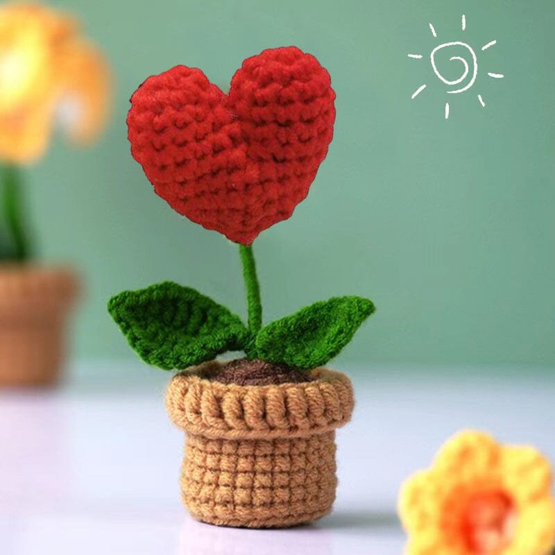 BloomKnot | Handgemaakte gehaakte bloem in pot – Decoratieve gebreide bloem, decoratie voor thuis