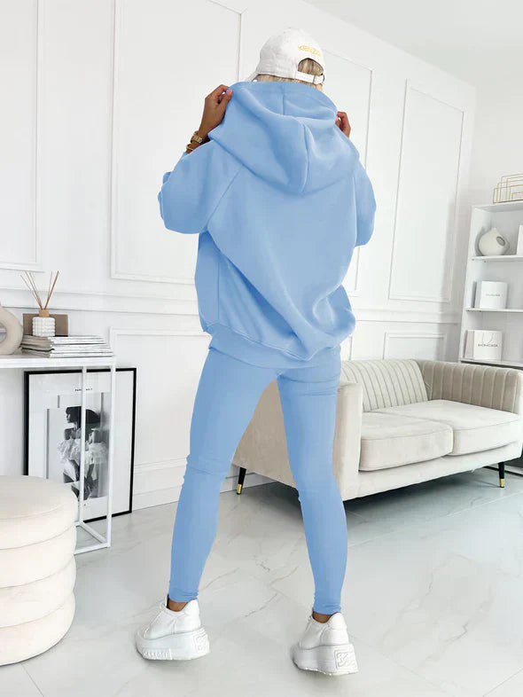 Rydelle | Dames 3-Delige Hoodie Set – Casual Hoodie met Knopen, Tanktop en Legging