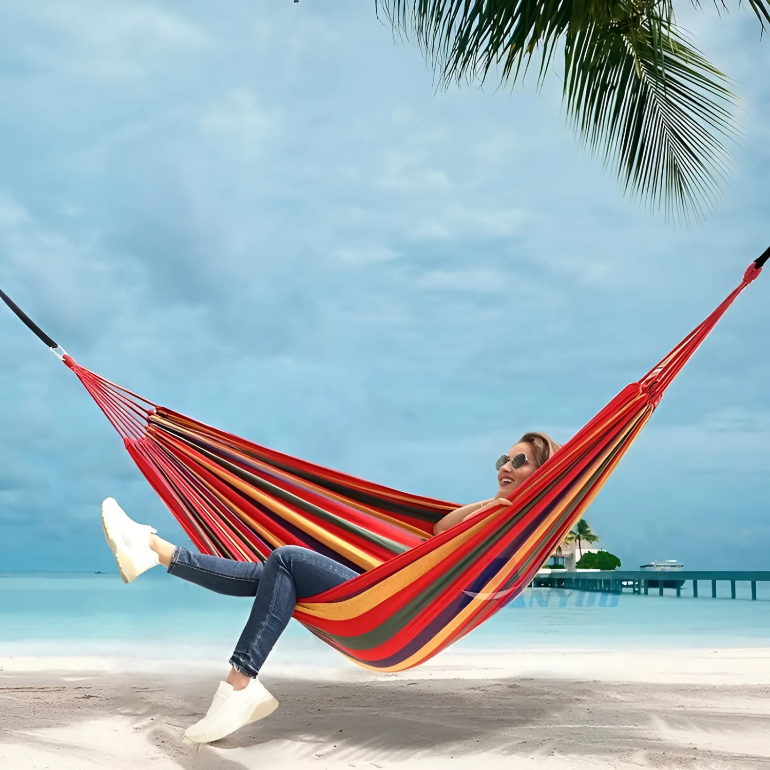 BreezeCot | Katoen Camping hangmat - Draagbare Canvas hangmat, Comfort Outdoor Patio Gear