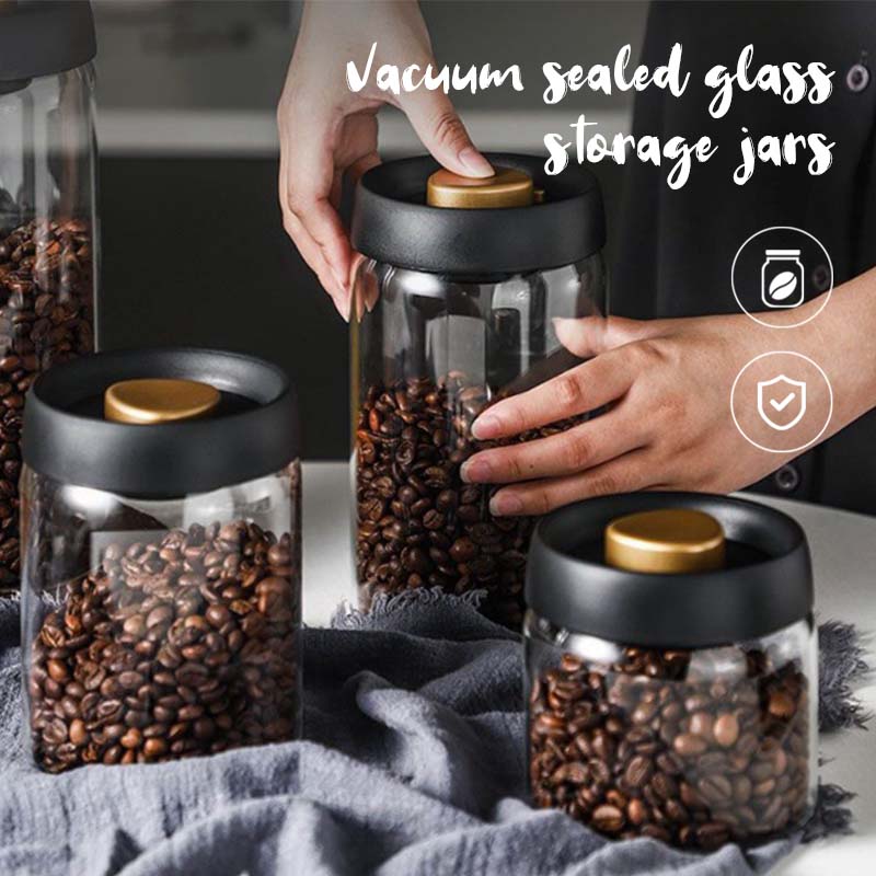 GlassLock | Vacuüm afgesloten glazen bewaarbak – Luchtdichte koffie-, thee- en voedselcontainer,