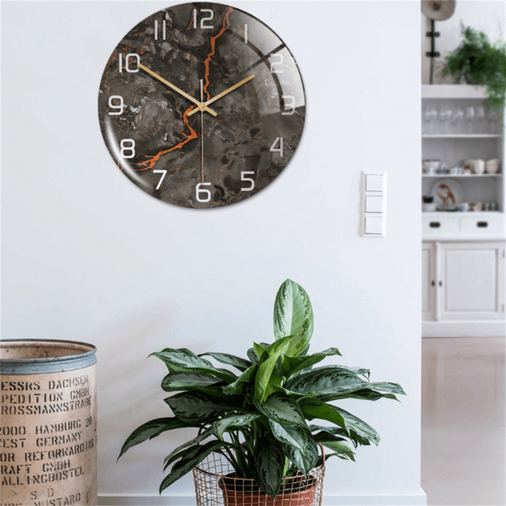 LuxeMarble | Moderne marmeren wandklok – Stille kwartsklok