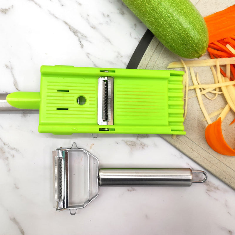 ShredSlice | 2-in-1 Handmatige Rasp & Snijder – Roestvrijstalen Fruit- en Groentesnijder