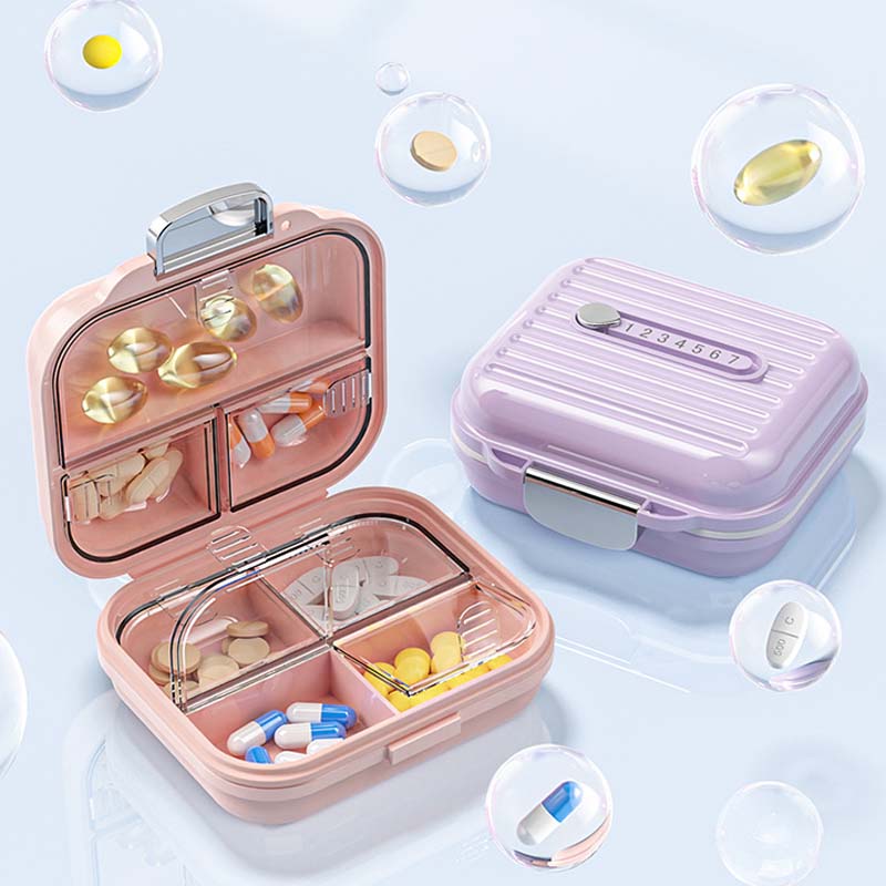 MediPod | Mini draagbare pillendoos - Waterdichte Reis Pillen Organisator, Compact Medicijndoosje met Compartimenten