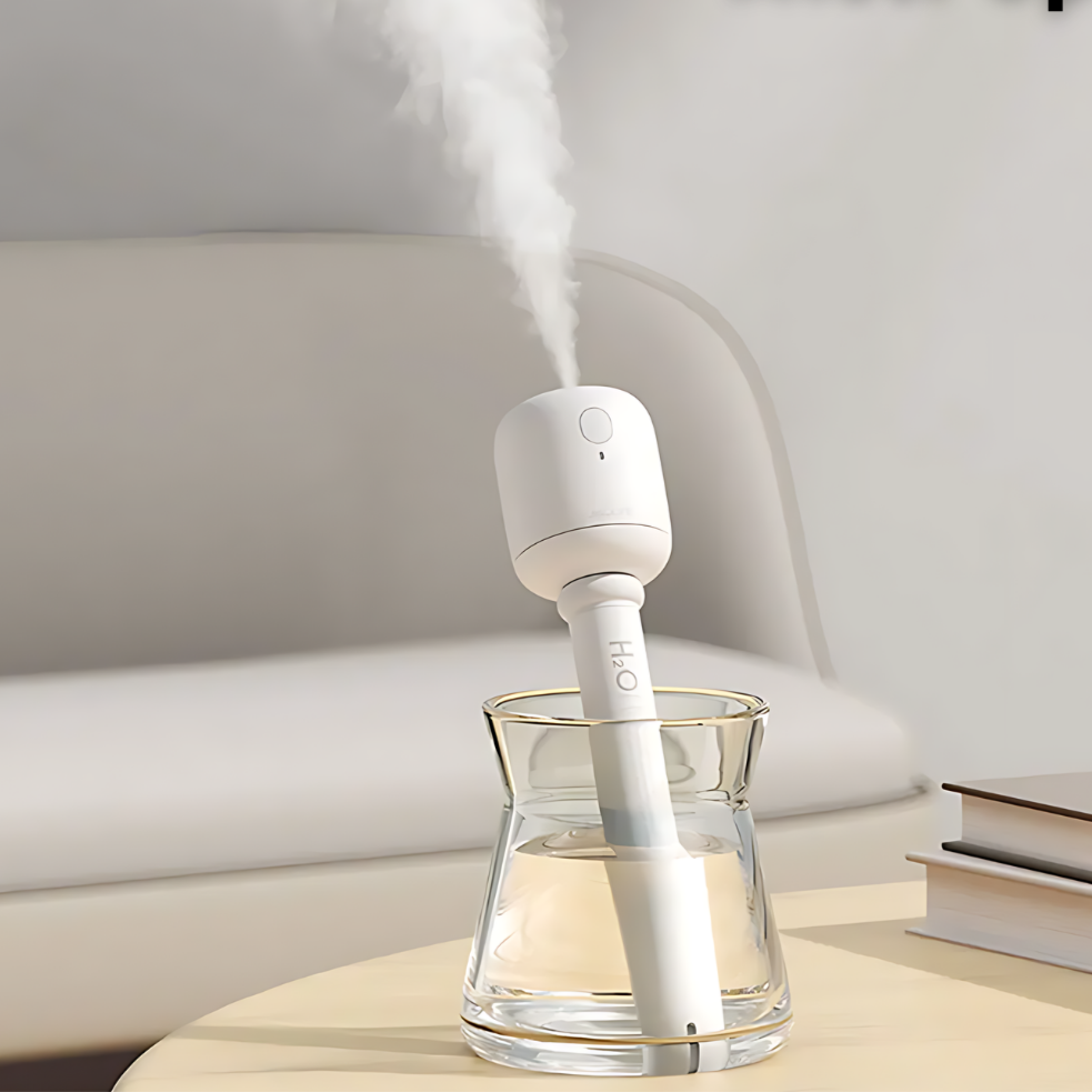 DipMist |  Mini draagbare USB luchtbevochtiger - reisklaar, luchtbevochtiger voor gebruik in kop of fles
