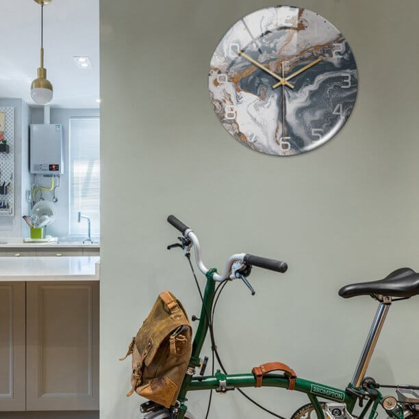 LuxeMarble | Moderne marmeren wandklok – Stille kwartsklok