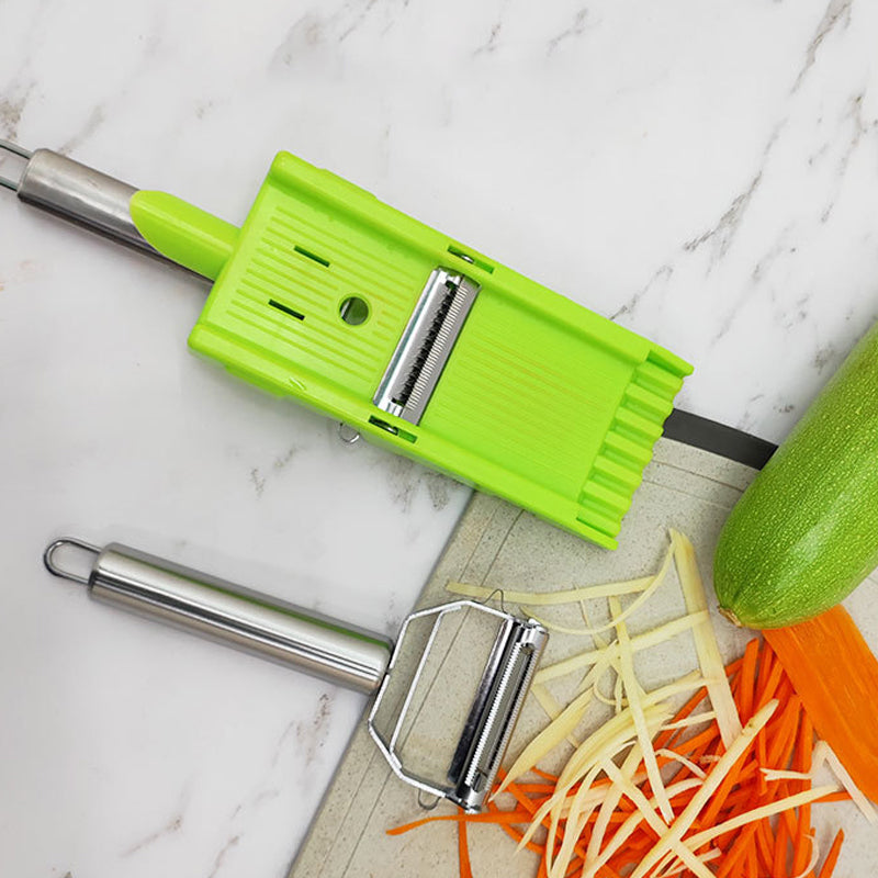 ShredSlice | 2-in-1 Handmatige Rasp & Snijder – Roestvrijstalen Fruit- en Groentesnijder