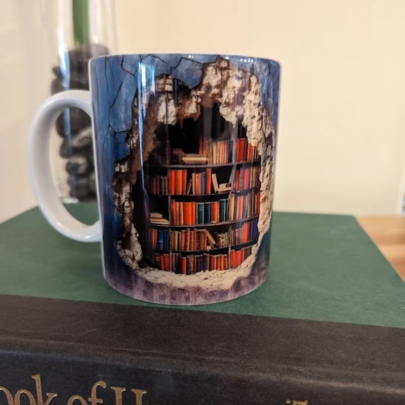 SteepStory | 3D boekenplank mok - Keramische koffiekop, boek Lover Gift