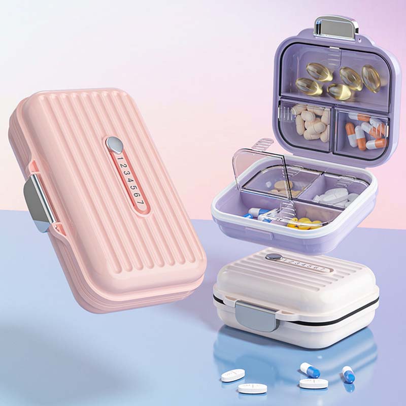 MediPod | Mini draagbare pillendoos - Waterdichte Reis Pillen Organisator, Compact Medicijndoosje met Compartimenten