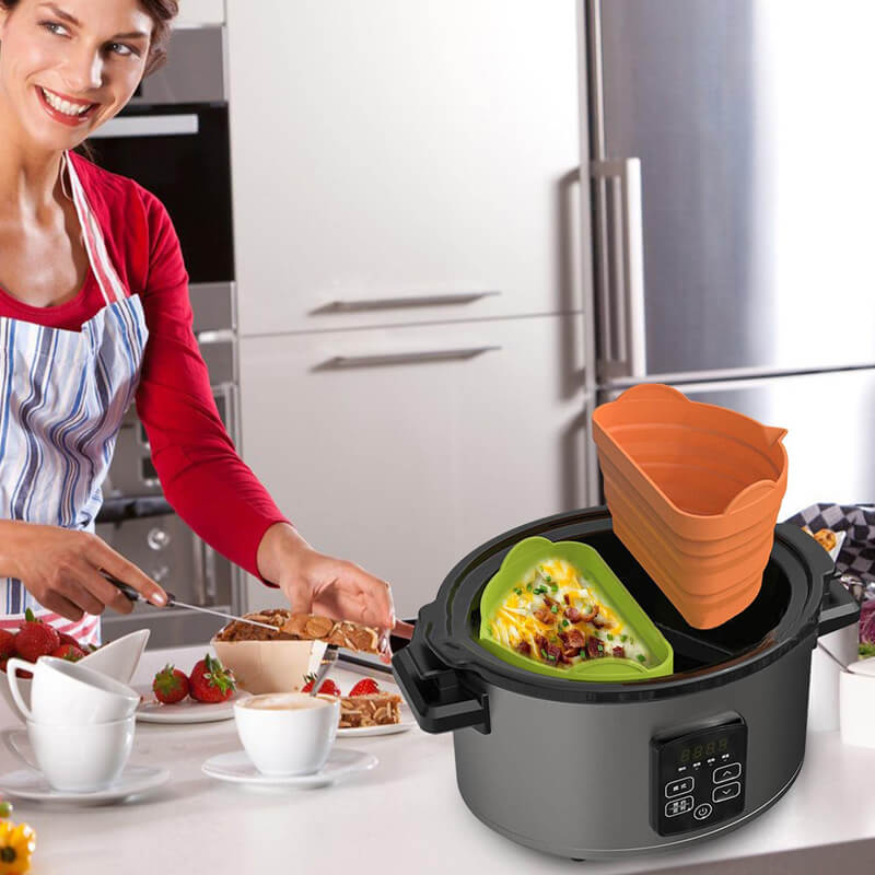 LeakLess | Flexibele siliconen slowcooker-inzet – herbruikbaar, lekvrij, antiaanbaklaag