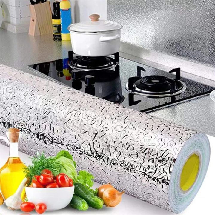 OilGuard | Zelfklevende aluminiumfolie keukenachterwand - oliebestendig, waterbestendig