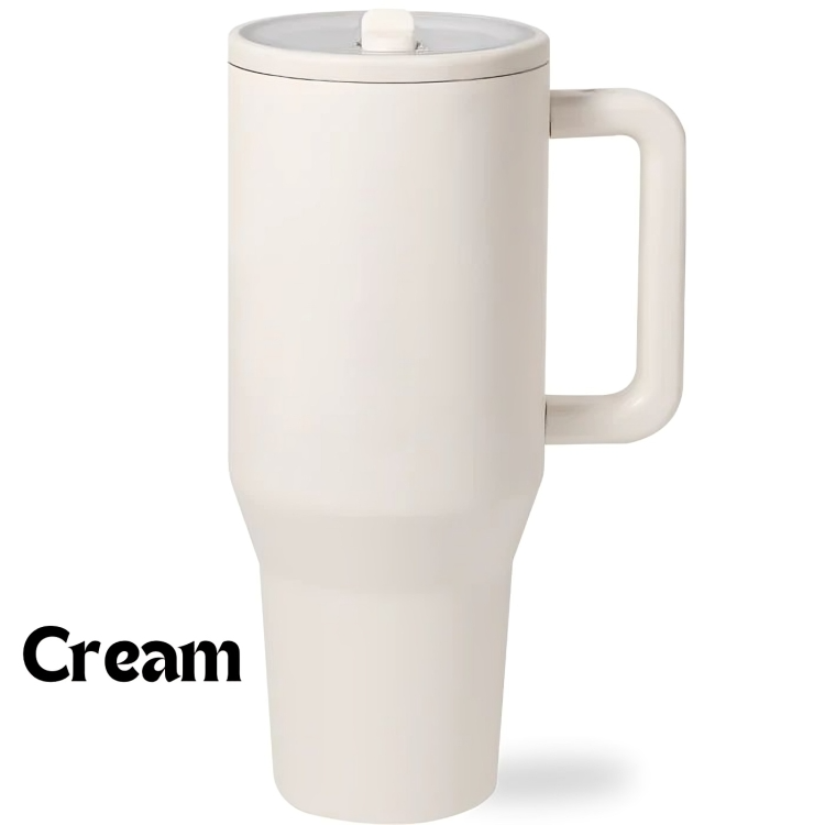 ThermoSip | Geïsoleerde reismok van 40 oz met handvat en flip-stro – Dubbelwandige thermobeker