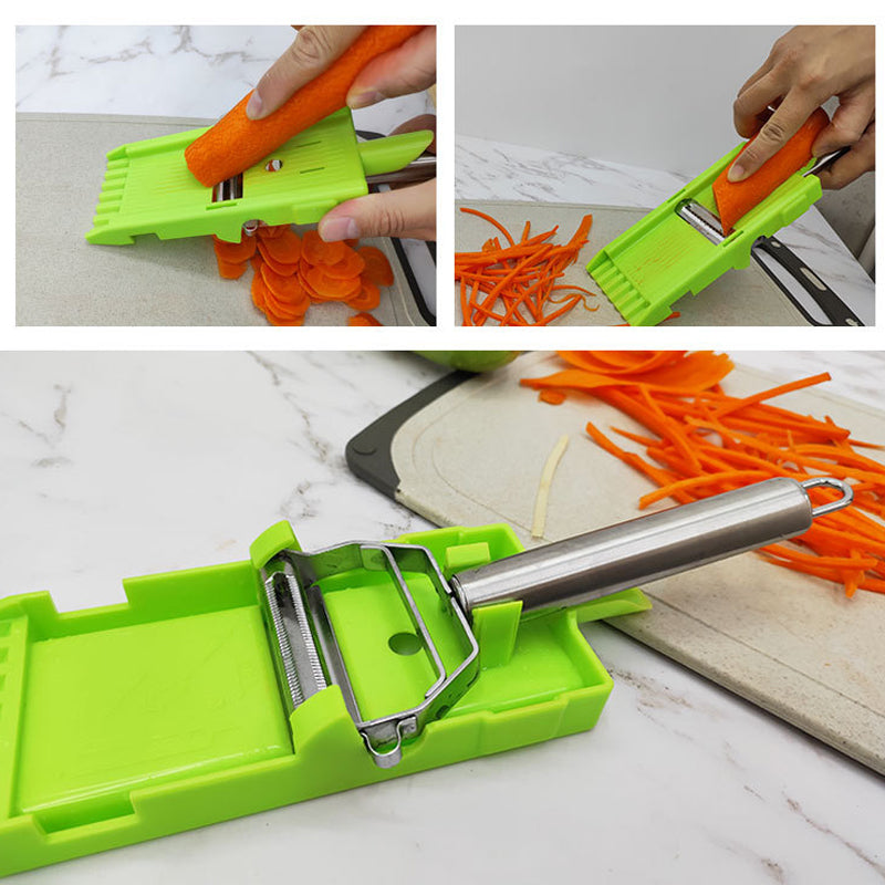 ShredSlice | 2-in-1 Handmatige Rasp & Snijder – Roestvrijstalen Fruit- en Groentesnijder
