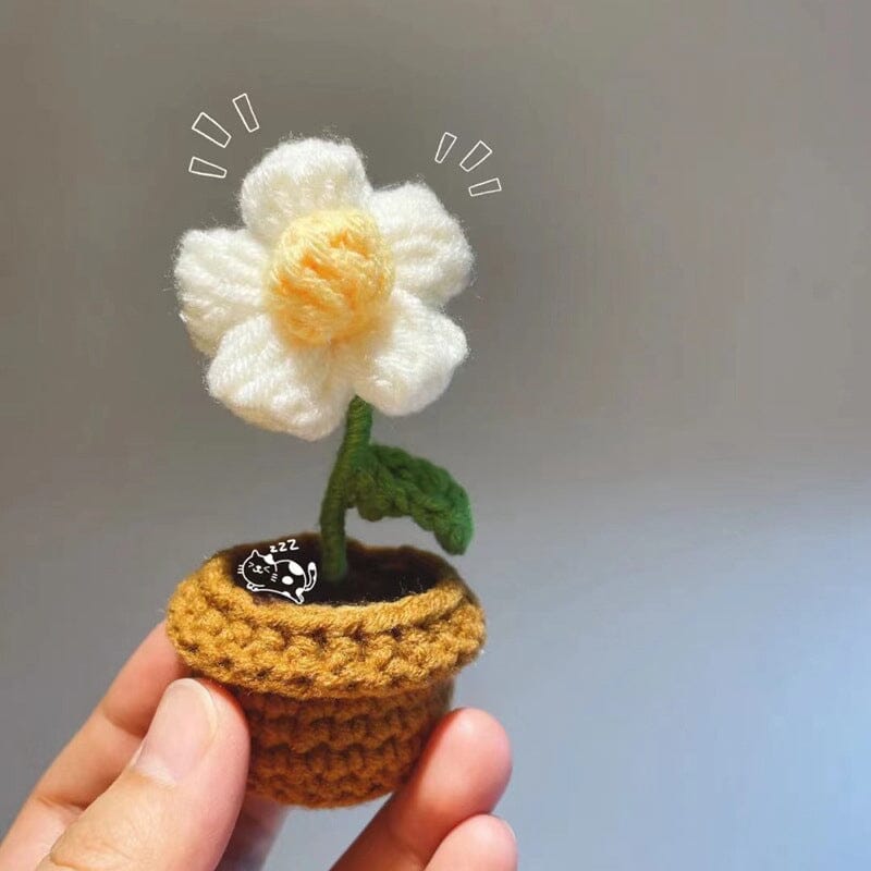 BloomKnot | Handgemaakte gehaakte bloem in pot – Decoratieve gebreide bloem, decoratie voor thuis