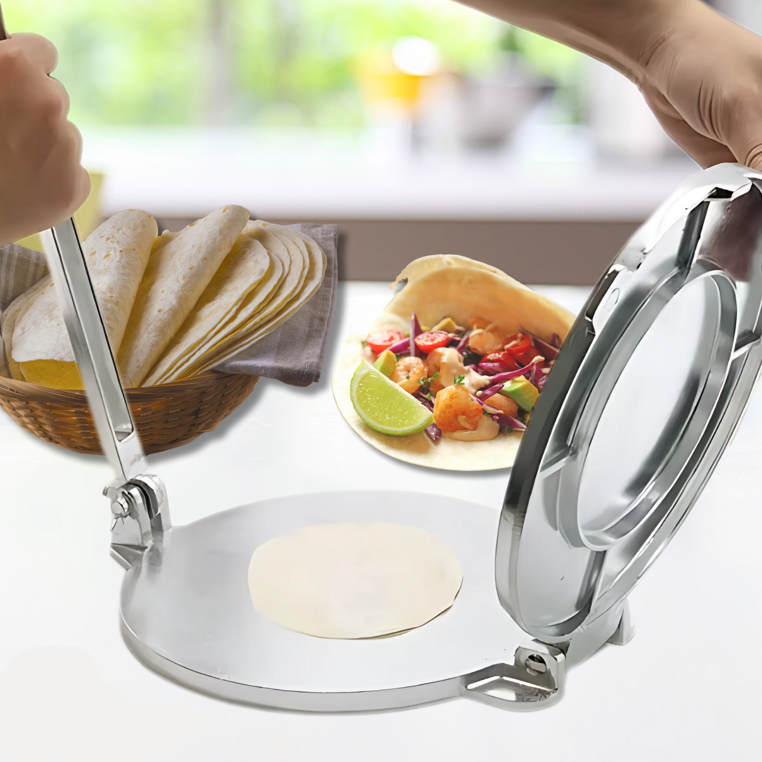 ForgeTilla | Aluminium tortillapers - handmatige tortillamaker voor maïs en meel, zwaar gebruik