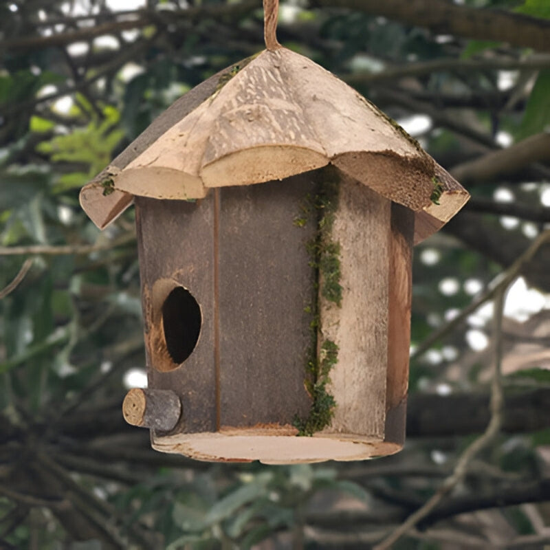 NestLodge | Houten Vogelhuisje voor Buiten – Hangend Tuin Vogelhuis, Natuurlijke Houten Nestkast