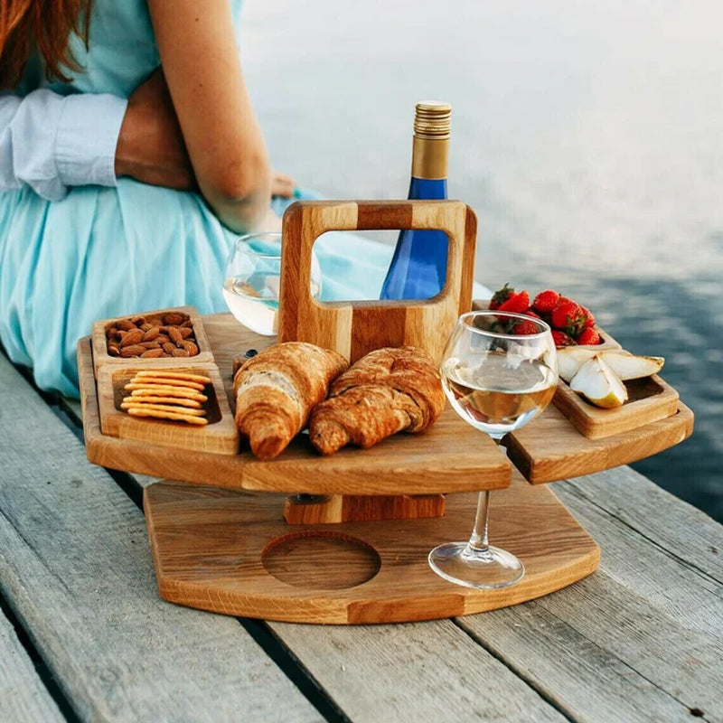 SipBoard | Draagbare houten picknick wijntafel - duurzaam en compact voor buiten tafelen